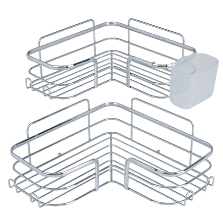 Bath Bliss 3 Piece Adhesive Corner Shelf Caddy Set in Chrome