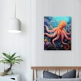 thumbnail image 4 of Acheng Bathroom Octopus Wall Art Ocean Octopus Pictures Wall Decor Nautical Octopus Watercolor Painting Canvas Prints Modern Artwork Framed for Home Bedroom Living Room  16x20 in, 4 of 5