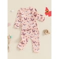 thumbnail image 3 of Suealasg Toddler Baby Girl Fall 2Pcs Outfits Dinosaur Butterfly Chicken Print Long Sleeve Sweatshirts Long Pants Set 6M 1T 2T 3T 4T Little Girls Autumn Clothes Set, 3 of 7