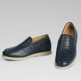 thumbnail image 2 of CMR CHAMARIPA Height Increasing Casual Shoes - Blue Embossed Sheepskin Men's Slip-On Loafers 1.95 Inches / 5 CM, 2 of 9