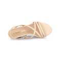 thumbnail image 4 of BLISSFUL STEP Women's Solid Color Strappy Slingback Block High Heels Sandals Beige Pink 8, 4 of 7