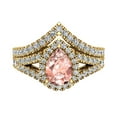 thumbnail image 4 of Pear Cut Pink Morganite Halo Diamond Wedding Ring Set 14K Gold (I,I1), 4 of 5