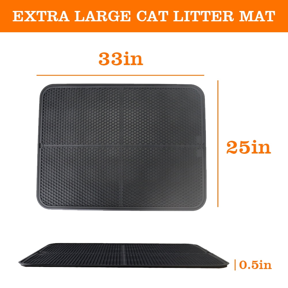 MIDOQIN Silicone Cat Litter Mat, Double Thickened 33'' x 25" Large Litter Trapping Mat
