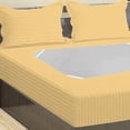 thumbnail image 5 of D.N.G. BEDDINGS 3 Piece Box Spring Cover - 100% Egyptian Cotton, 800 TC, Wrap Around 4 Sides Bed Skirt for Hotel & Home, Fits Box Springs up to 15 Inch - Queen, Stripe Gold Color, 5 of 9