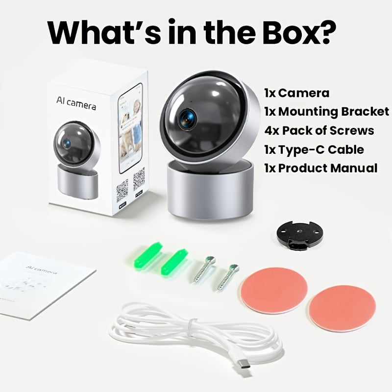 2K HD Smart Globe Security Camera with Audio, 360° Night Vision, Motion Detection for Indoor/Outdoor, Pet & Baby Monitor, Home Surveillance Gift