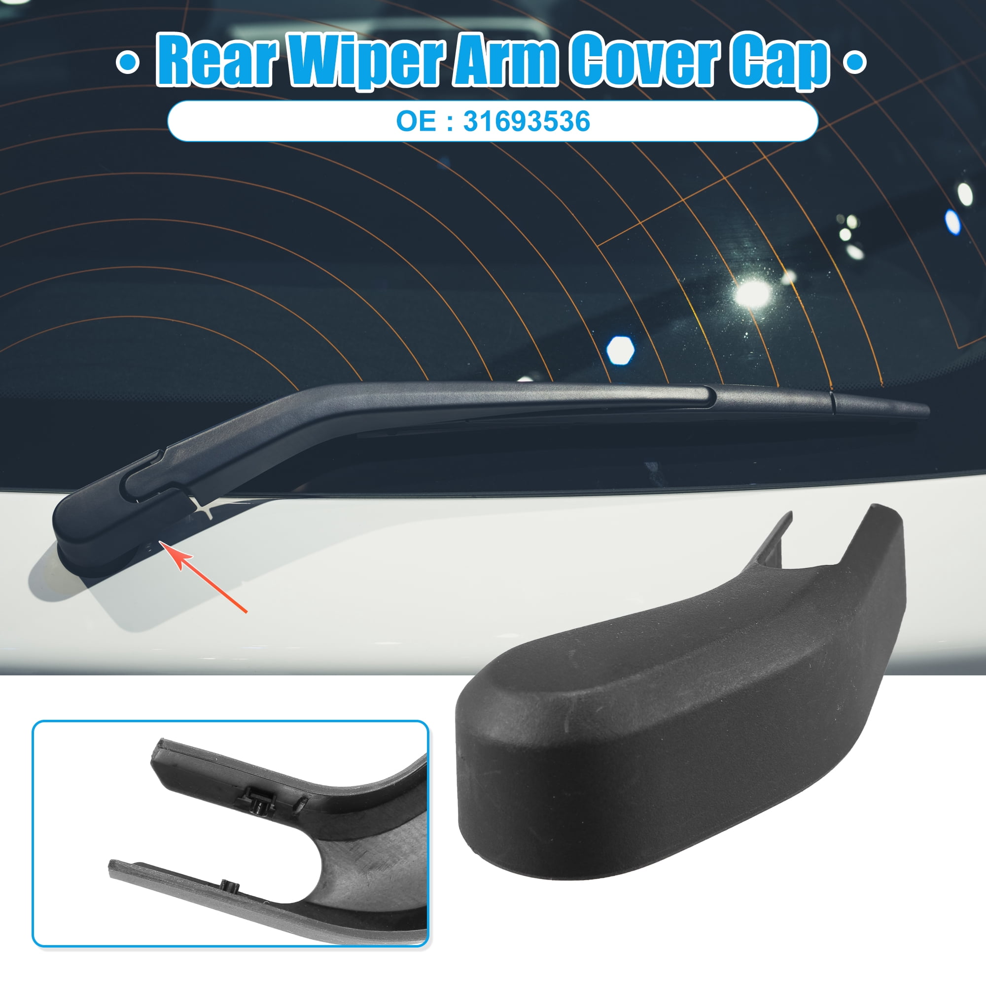 Unique Bargains Car Rear Wiper Arm Nut Cover Cap for Volvo XC60 1-Pack Black