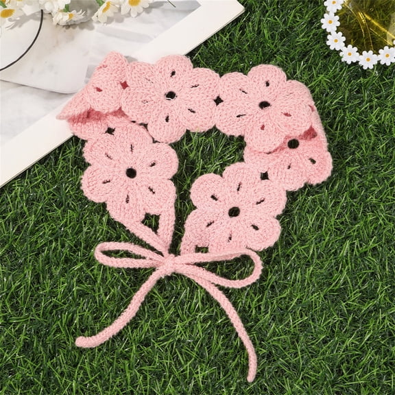 WZXFASHION Head Wraps for Women Soft Slouchy Style Crochet Knit Hair Bandanas with Ties for Vacation Photograph Outdoors Pink