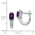 thumbnail image 2 of White Sterling Silver Earring Hinged Huggie Women'S Diamond Amethyst Purple 14 mm 13, 2 of 2