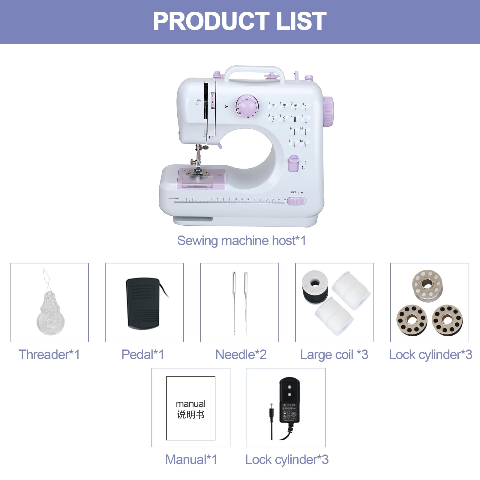 HJWTCQL Mini Sewing Machine for Beginners,Kids Small Sewing Machines 12  Built-in Stitches with Reverse Sewing,Portable Sewing Machines with 27pc