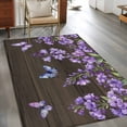 thumbnail image 2 of Purple Flowers Area Rugs 2.7'x5', Washable Small Throw Rugs for Kitchen Bedroom, Butterfly Spring Floral Wooden Farmhouse Indoor Outdoor Rug Non-Slip Low Pile Carpet Runner Reversible Floor Mats, 2 of 8