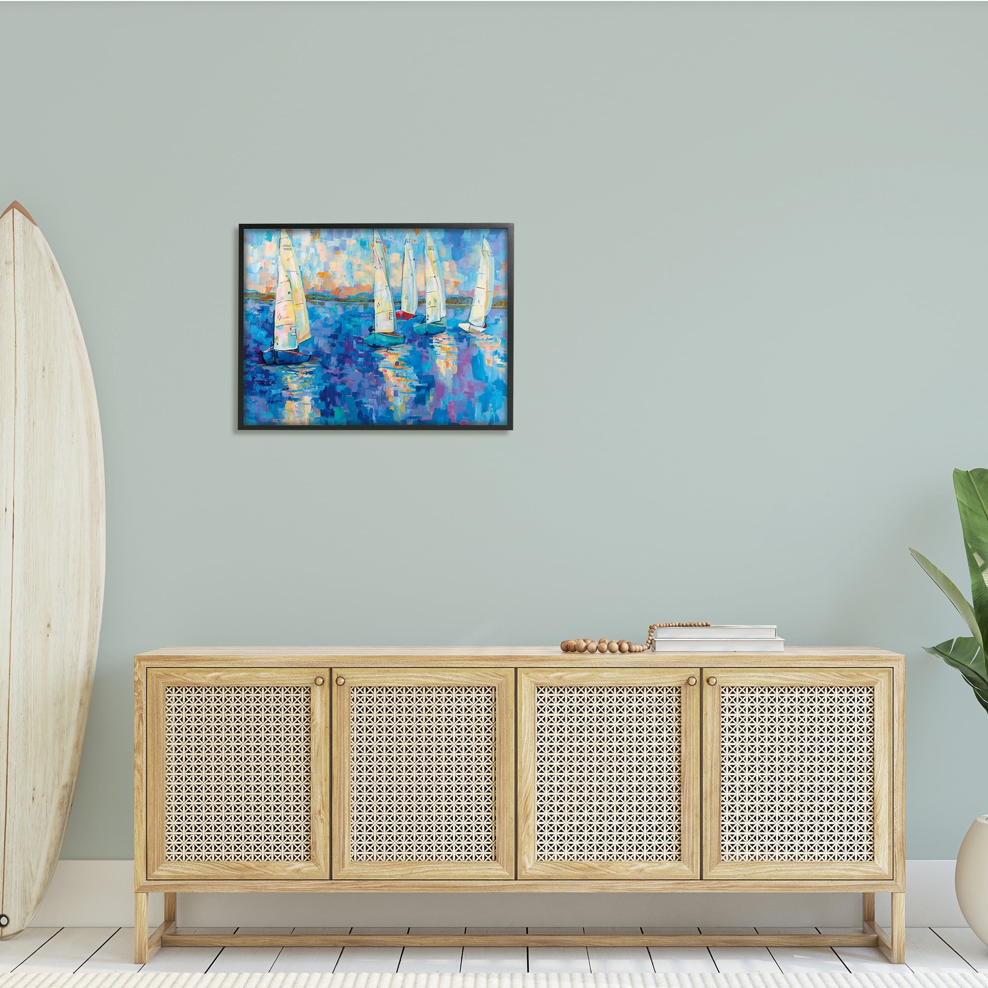 Stupell Industries Expressive Sailboat Waters Abstract Nautical Ship Painting, 30 x 24, Design by Jeanette Vertentes