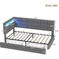 thumbnail image 2 of Upholstered Twin Size Daybed with LED Lights and Charging Station – Beige/Grey Storage Daybed Frame with 2 Drawers, No Box Spring Required, 2 of 9