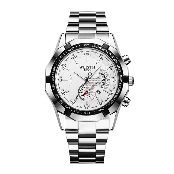 Men's Large-Dial Quartz Watch - Date Function, Stainless Steel Strap, Fashion Casual Luminous Wristwatch