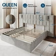 thumbnail image 2 of Merluxy Queen Size Upholstered Bed Frame with Widened Headboard,Lift-Up Storage Bed and Built-In Reading Light, Velvet Platform Frame,Grey, 2 of 8