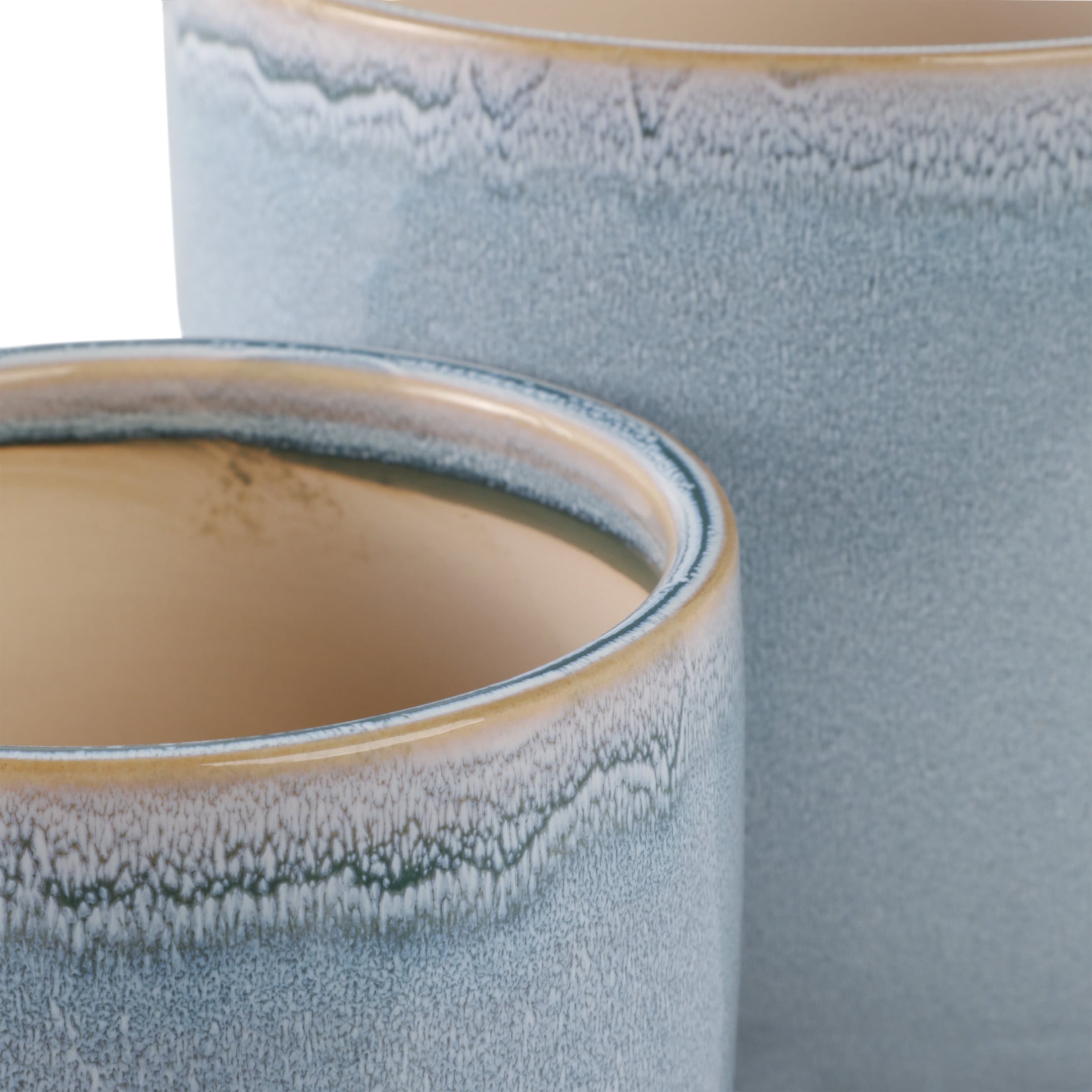 Elegant Glazed Ceramic Flower Pots for Home Decor - Planters for Living Room Decor, Patio, and Garden Styling - Decorative Pots for Plants for Indoor and Outdoor - Set of 2, 8", 6", Blue