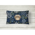 thumbnail image 2 of Carolines Treasures BB5100PW1216 Blue Flowers Chocolate Brown Shih Tzu Canvas Fabric Decorative Pillow, 2 of 3