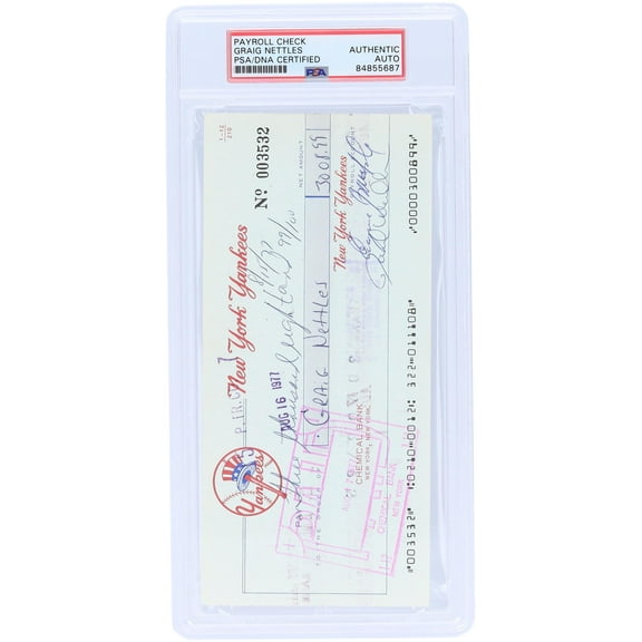 Graig Nettles New York Yankees Autographed Check from August 15, 1977 - PSA 84855687 - Fanatics Authentic Certified