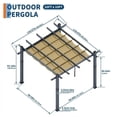 thumbnail image 4 of Petyee 10ft x 10ft Outdoor Retractable Aluminum Pergola, Modern Outdoor Trellis with  UPF 50+ Waterproof Canopy,Gray Wood-Grain Finish,Khaki canopy, 4 of 8