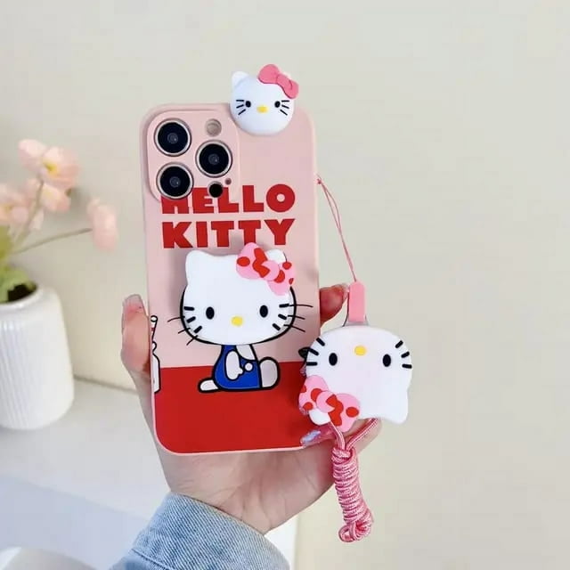 Funky Hello Kitty For Samsung Galaxy S7 Edge S8 S9 S10 S20 S21 S22 S23 Plus Ultra S21FE Note 9 10 20 Case With Holder Rope LXY
