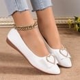 thumbnail image 5 of pwidon Women's Ballet Flats Slip On Flat Rhinestone Heart Bow Comfort Office Walking Casual Dress Shoes White 6.5, 5 of 6