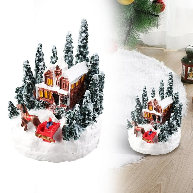 Desktop Decor Christmas Decoration Village Figurine Building Christmas House LED