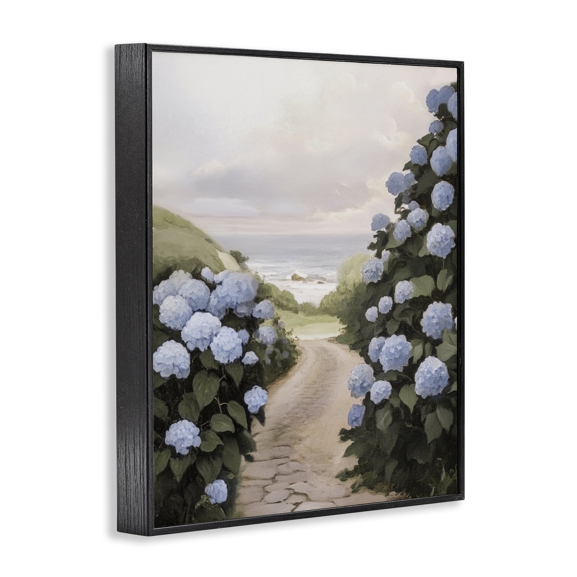 Stupell Industries Coastal Hydrangea Pathway Black Framed Giclee Art, design by Sisi and Seb