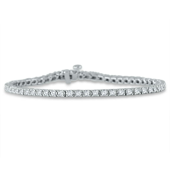 SZUL Women's AGS Certified 2 Carat TW Classic Diamond Tennis Bracelet in 10K White Gold (K-L Color, I2-I3 Clarity)