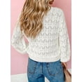 thumbnail image 5 of Arvbitana Women Knit Cardigan Long Sleeve V-neck Sweater Button Closure Hollowed Outwear Fall Casual Cropped Tops, 5 of 8