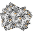 thumbnail image 2 of Halloween Spooky Spider Web Placemats Set of 4 Halloween Scary White Orange Spider Web Washable Non-Slip Heat Resistant 12×18 Inch Thick Linen Place Mats Decorative Fabric Table Mat for Dining Table, 2 of 6