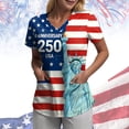 thumbnail image 2 of enyan 4th Of July Shirts Women American Flag Wos Hawaiian Shirt Short Sleeve 3D Graphic Shirts Tropical Holiday Beach TShirts,Blue,L, 2 of 6