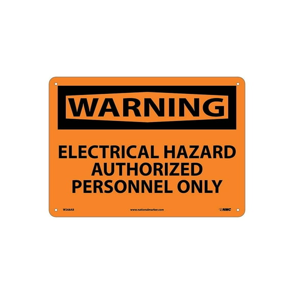 National Marker Electrical Hazard Authorized Personnel Only 10X14 .040 Aluminum Warning Sign W268AB