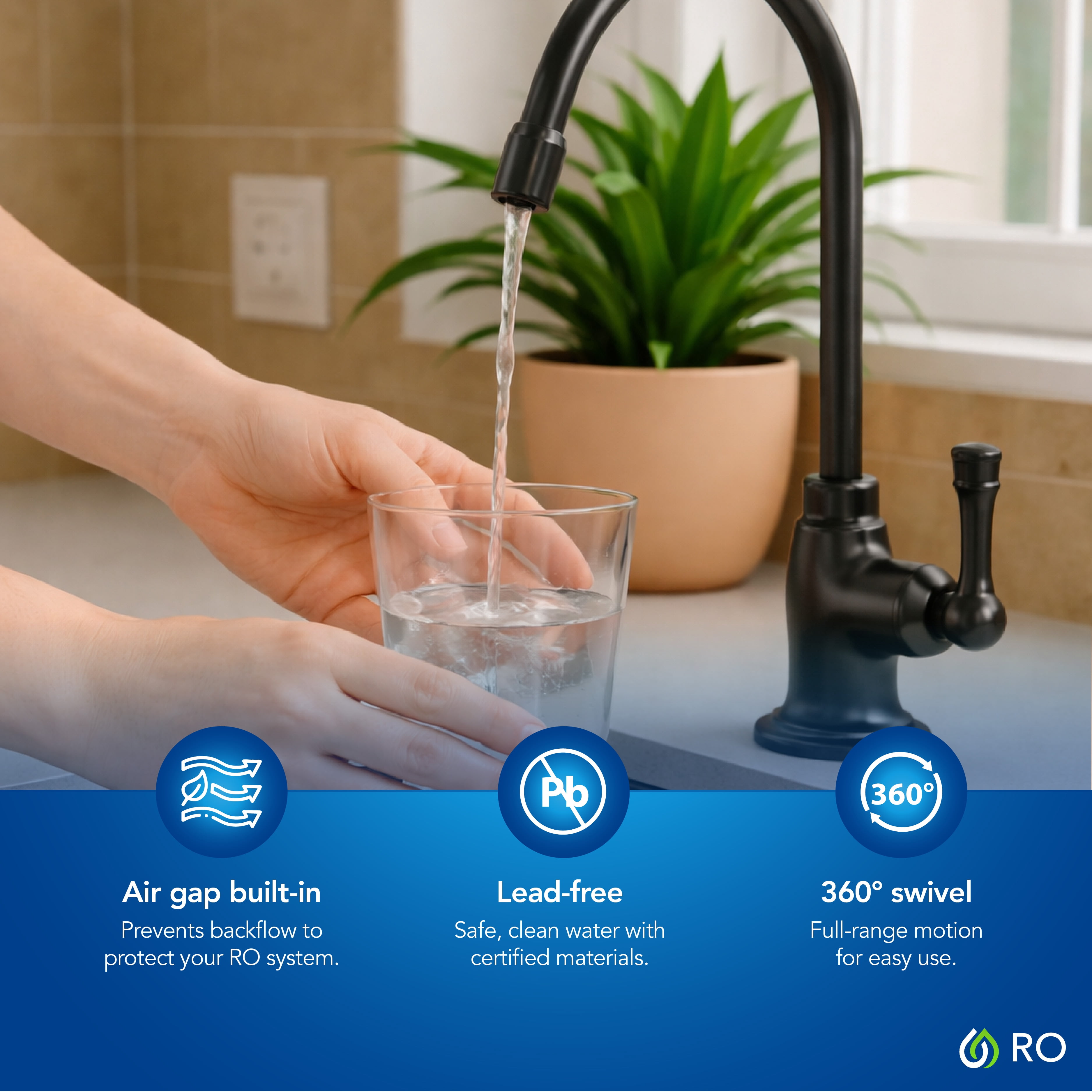 Kind Water 6-Stage Reverse Osmosis Drinking Water System with Oil Rubbed Bronze Faucet