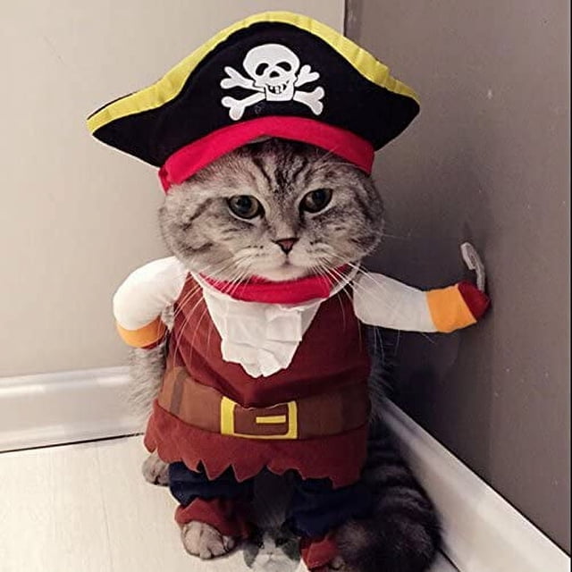 Nueva ropa divertida para mascotas, disfraz de pirata para perros y gatos, traje de Corsair, ropa de fiesta, ropa para perros y gatos, sombrero pequeño (paquete de 1)