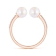 thumbnail image 2 of ANGARA Two Stone Japanese Akoya Cultured Pearl Open Stackable Ring in 14K Rose Gold for Women | June Birthstone, Birthday, Anniversary, Jewelry Gift for Women | Pearl Ring, 2 of 11