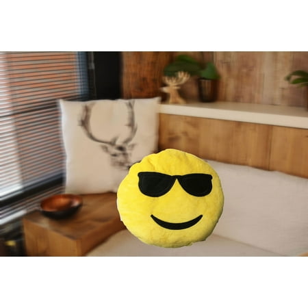 Creative Motion Comfortable Cushion with Smily Face with Cool Sunglasses Emoji Cushion 14087