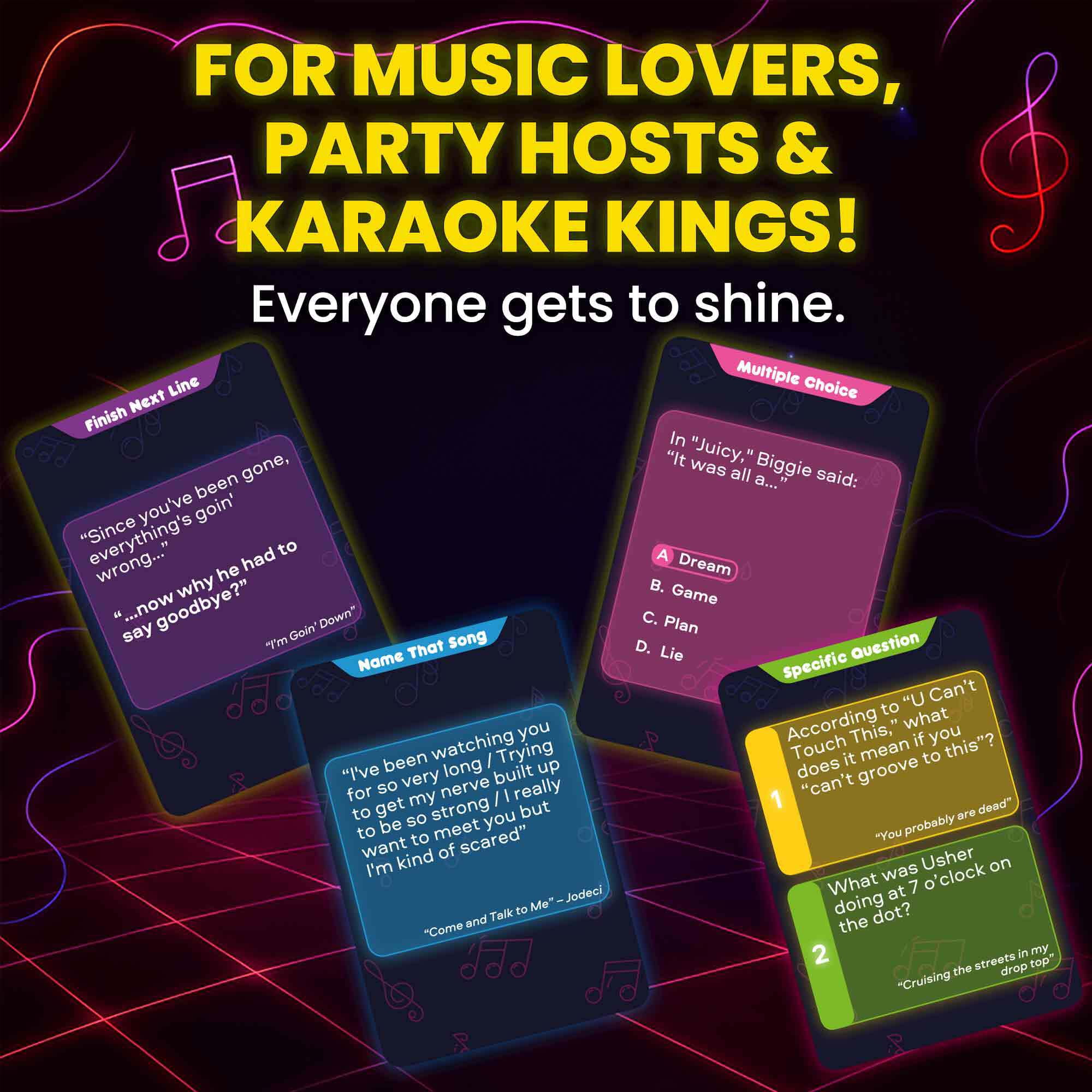 QUOKKA Card Game for Adults - Who Knows Lyrics Better? Trivia and Singing Game for Adult