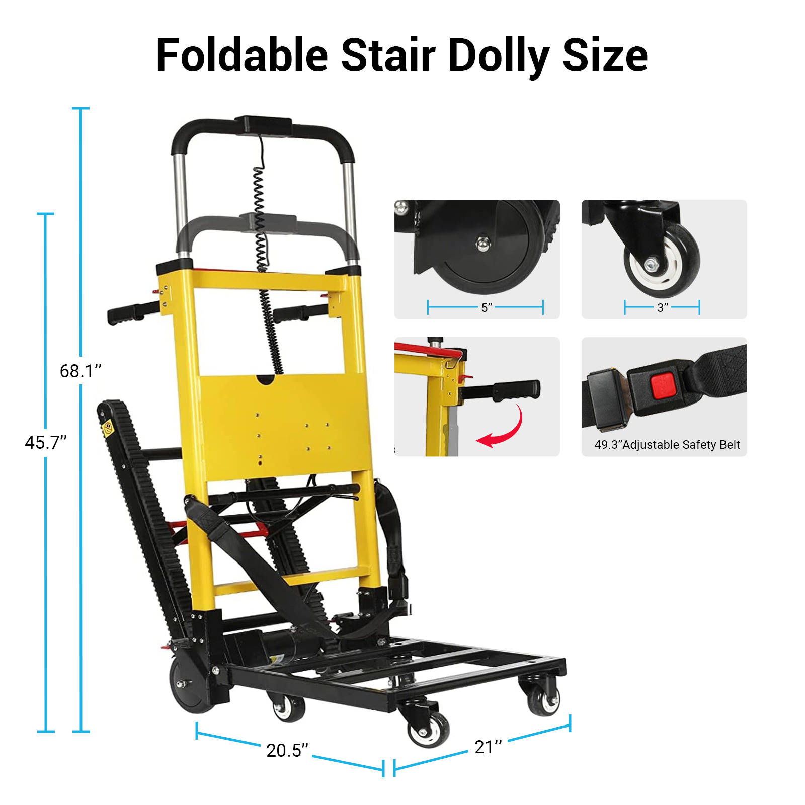 Joreek Electric Stair Climbing Hand Trucks Dolly 120W Motor 441 lbs Max Load  Heavy Duty Folding Stair Climber Hand Trolley Cart with 6 Wheels for Stairs Moving Furniture