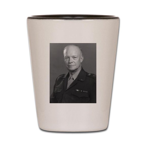CafePress - Dwight Eisenhower - White/Black Shot Glass, Unique and Funny Shot Glass
