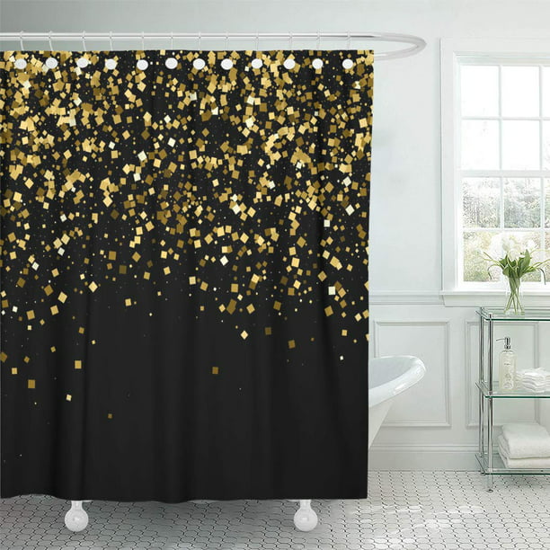 Color Celebratory Golden Explosion, Yellow And Black Shower Curtains