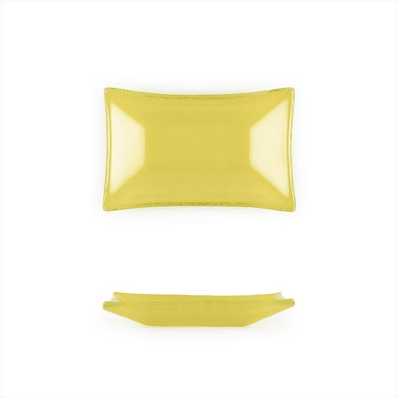 Glass Dinnerware 4.25" x 2.5" x h:0.5" 1 oz. Rectangular Yellow Glass Ramekin (Set of 6)