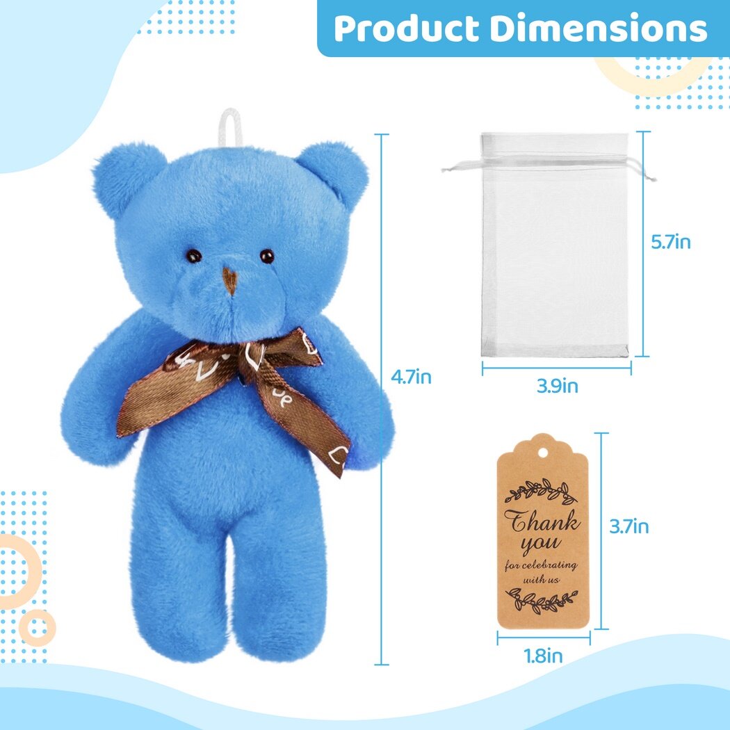 6 Mini Oursons En Peluche - 4 Pouces (10 Cm) - Marron Et Abricot - Pour Déco, Cadeaux, Goodie Bags