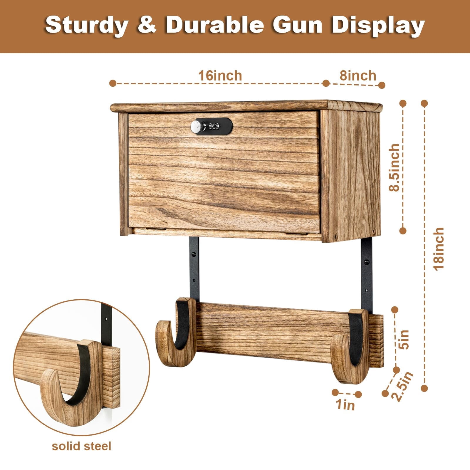 Wall Mount Lock Gun Racks for Wall With Storage Gun Racks for Wall Display
