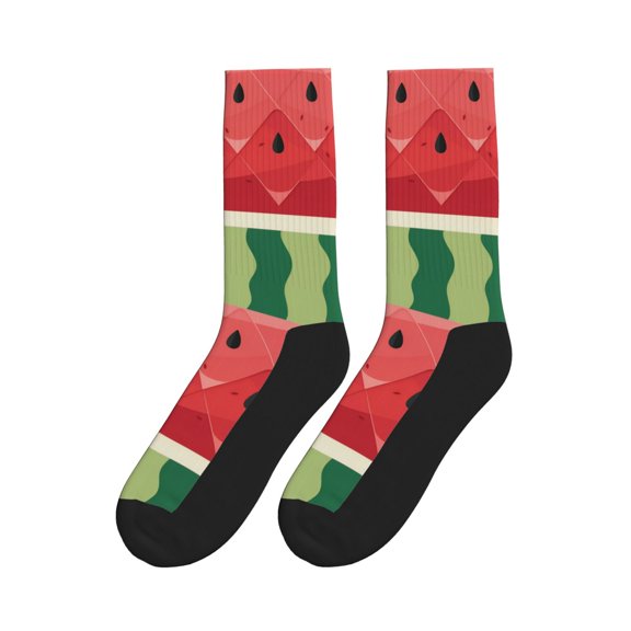 Watermelon Pattern Colorful Athletic Crew Novelty Socks For Men Women