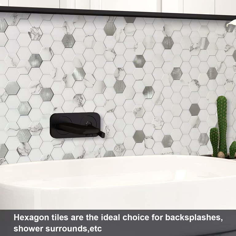 BeNice Peel And Stick Backsplash Tiles - 10 Sheet White Mosaic Self-Adhesive Wall Tile For Kitchen & Bathroom