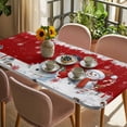 thumbnail image 3 of Red Snowman Christmas Table Cloths for 3 Foot Rectangle Tables, Xmas Snowflake Winter Ball Patio Waterproof Elastic Fitted Tablecloths, Washable Rectangular Table Cover for Camping, 3 of 8