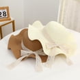 thumbnail image 4 of SikaFu New Lace Ribbon Straw Hat Lady Fashion Temperament Bow Hats Simple Seaside Lace Sun Hat, 4 of 6