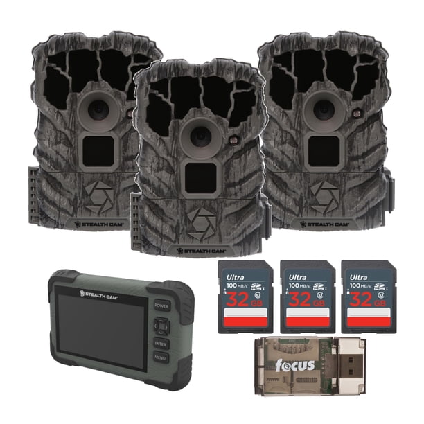 Cámara Stealth Cam Browtine de 14 MP (paquete de 3) con lector de tarjetas SD