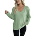 thumbnail image 1 of Lightweight Sweaters for Women, Fashionable Solid Knit Lightweight V-Neck Sweaters, 1 of 6