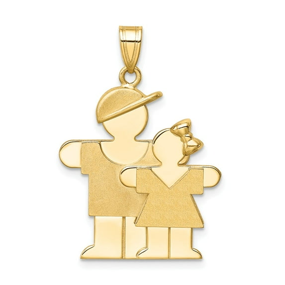 FB Jewels 14K Yellow Gold Big Boy & Little Girl Engravable Charm