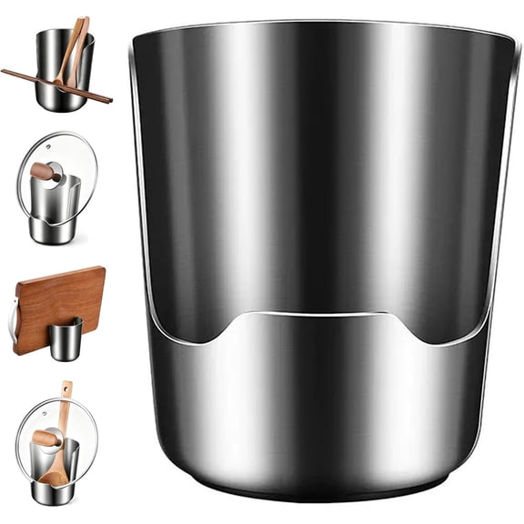 Stainless Steel Utensil Holder, 2 in1 Multi-functional Kitchen Utensil Holder,Space-Saving Vertical Stand for Spatulas,Tongs,Ladles, Countertop Organizer,Thickened Storage Stand